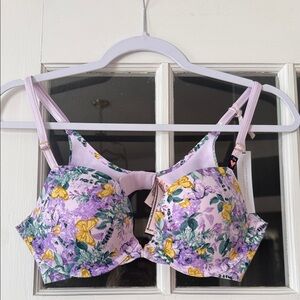 Victorias Secret Freedom Cloud Underwire Push Up Bra - Lavender & Yellow floral